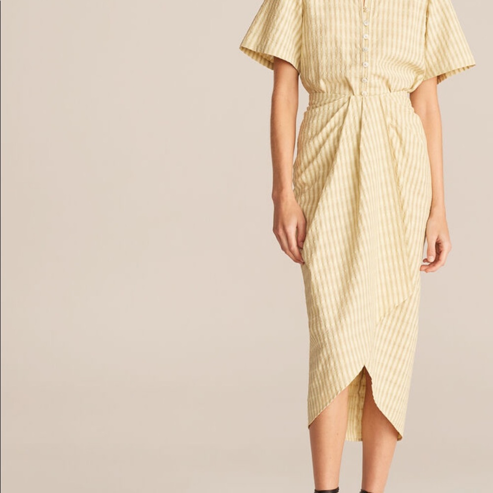 TEXTURED STRIPE FAUX WRAP SKIRT